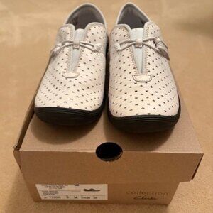 Clarks Fiana Braley White Leather Shoes 8
